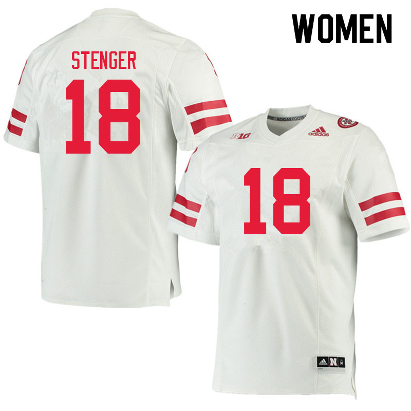 Women #18 Gage Stenger Nebraska Cornhuskers College Football Jerseys Sale-White